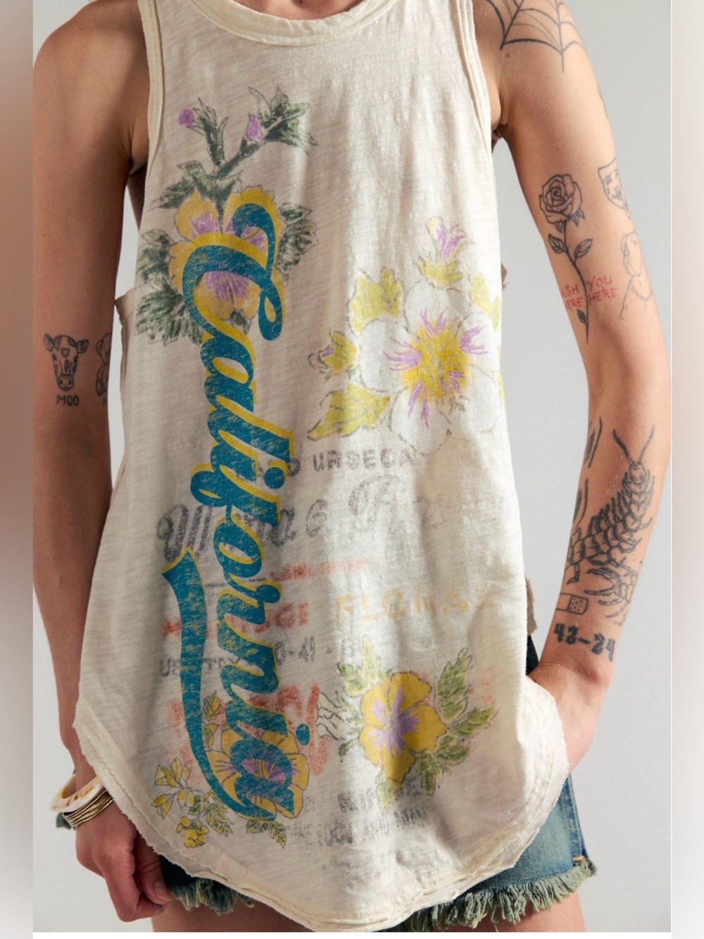 Free People We The Free Rosie Graphic Tank. NWT. Tofu - Picture 2 of 3